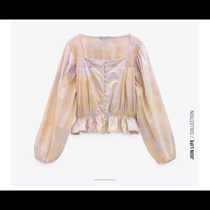 ZARA TIE Dye crop Blouse Sherbet SZ. SM